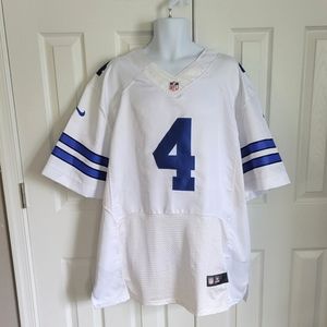 Dallas Cowboys-Dak Prescott-Nike White and Blue Men's On Field Jersey.